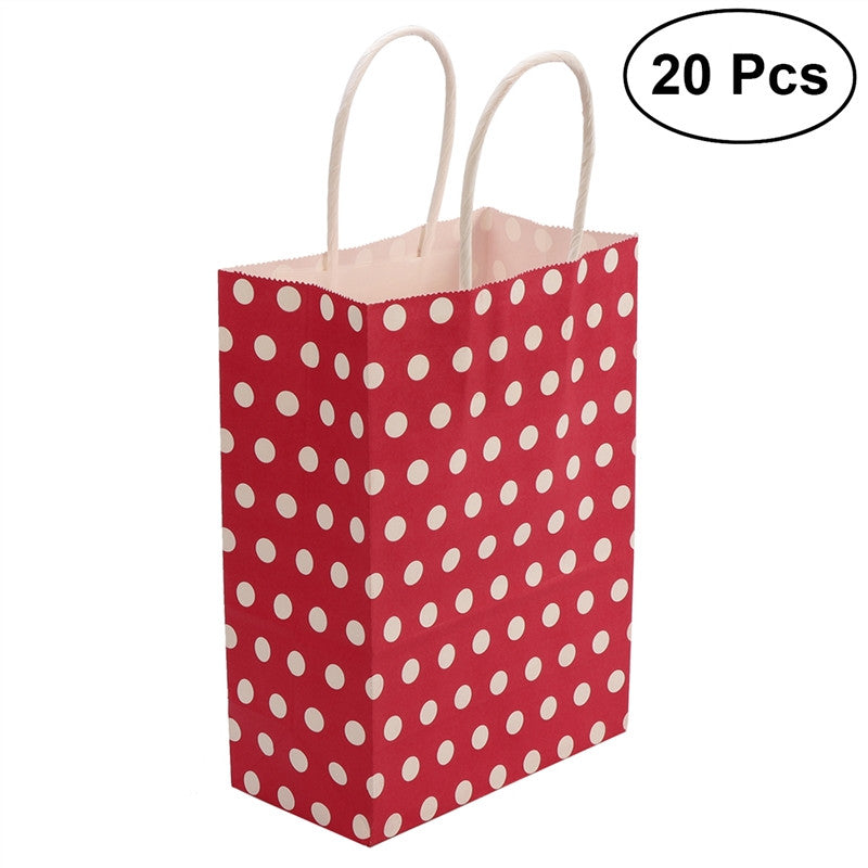 20pcs Kraft Paper Bags with Handle Party Gift Bag Birthday Wedding Graduation Baby Shower Christmas Shopping Favor Present Bag Wrapping Bags
