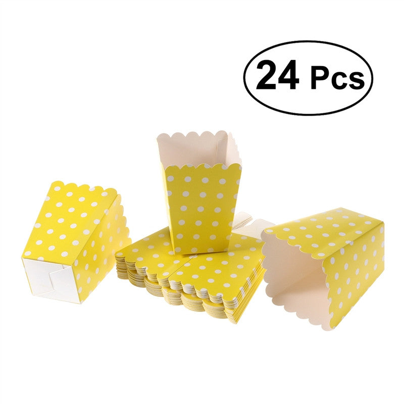 24pcs Popcorn Boxes Holder Containers Cartons Paper Bags Dot Design Snack Box for Movie Theater Dessert Tables Wedding Favors