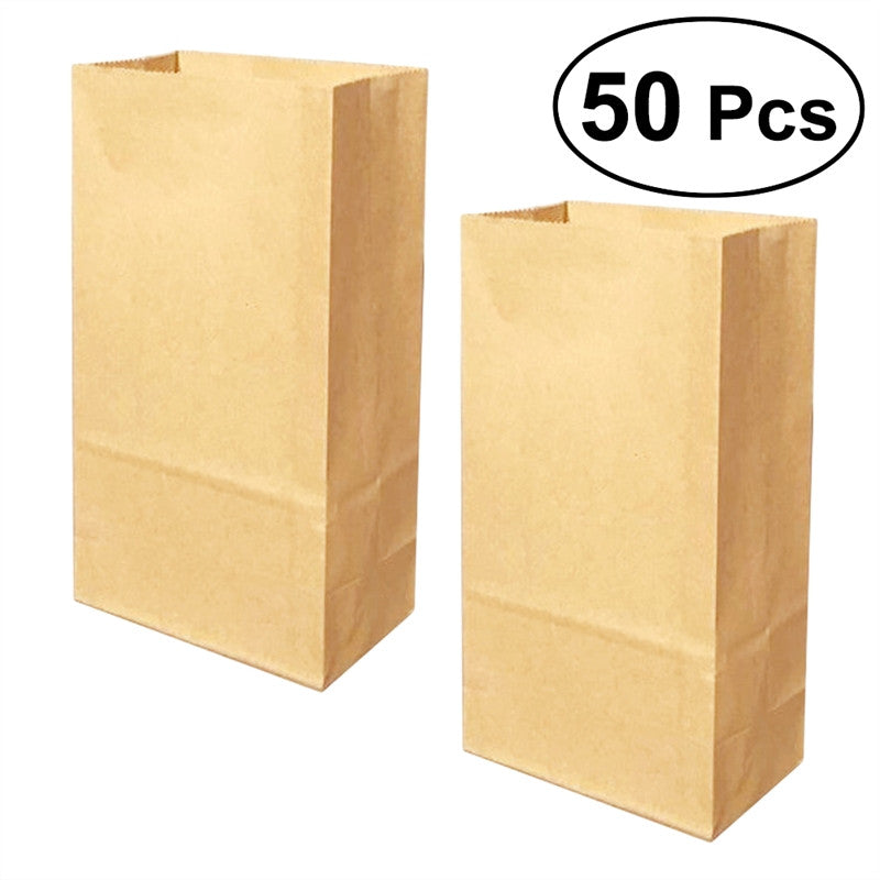 50pcs Kraft Paper Bags Gift Favors Candies Treat Bags Package Take Away Food Containers