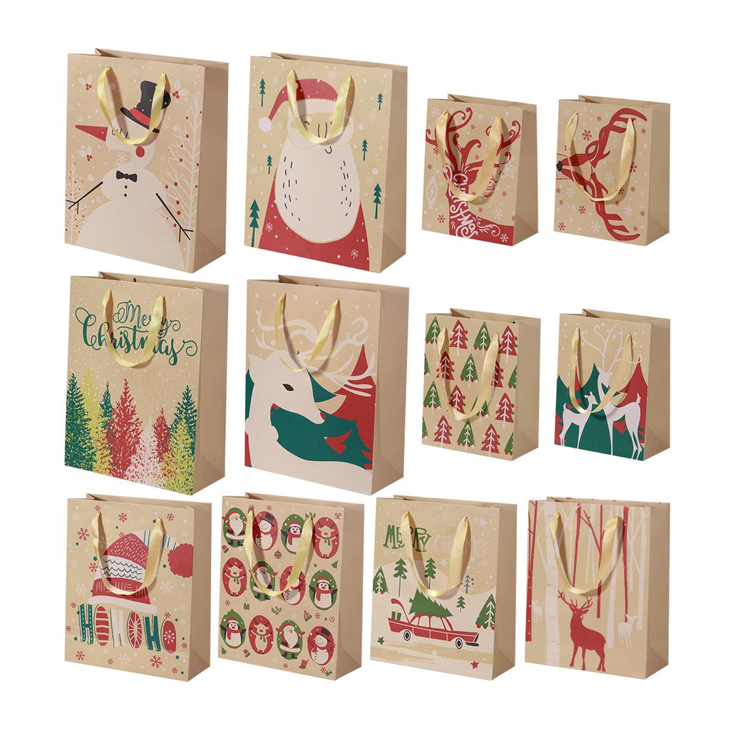 TINKSKY 24pcs Kraft Paper Bags with Handle Party Gift Bag Christmas Favor Present Bag Wrapping Bags