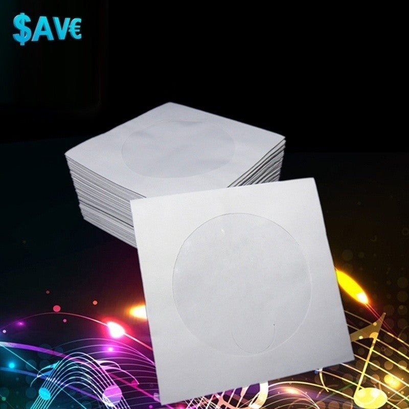 Cheap 100 Pcs Mini Disc White Paper Bags Cases Sleeves Wallets CD Protector White
